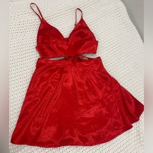 Rehab Red Silk cutout Dress